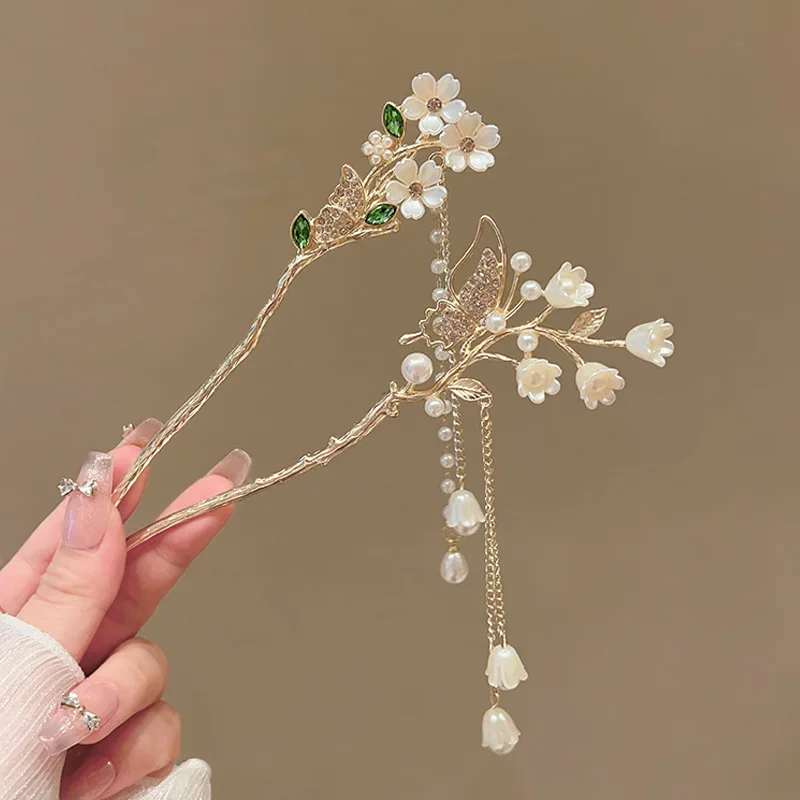 إكسسوارات شعر صينية رائعة جديدة مصنوعة من خليط معدني وإبر شعر نسائية مناسبة للارتداء اليومي ودبابيس شعر للفتيات