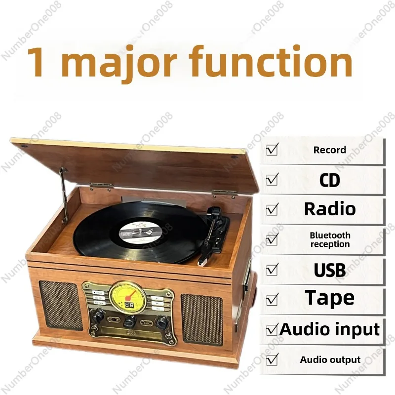 8 in 1 Multi-functional Vinyl Record Player CD Tape Bluetooth U Disk Integrated Phonograph Gift Ornament