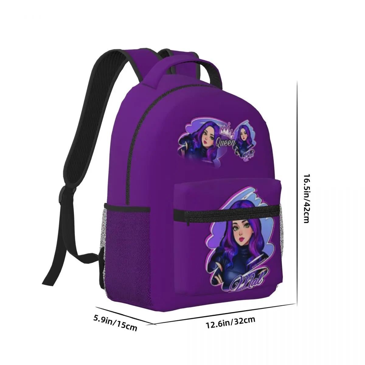 Mal Purple Queen - Descendants 3 Manga Anime Cartoon Comics Style New Fashion High Capacity Waterproof College Backpack 17in