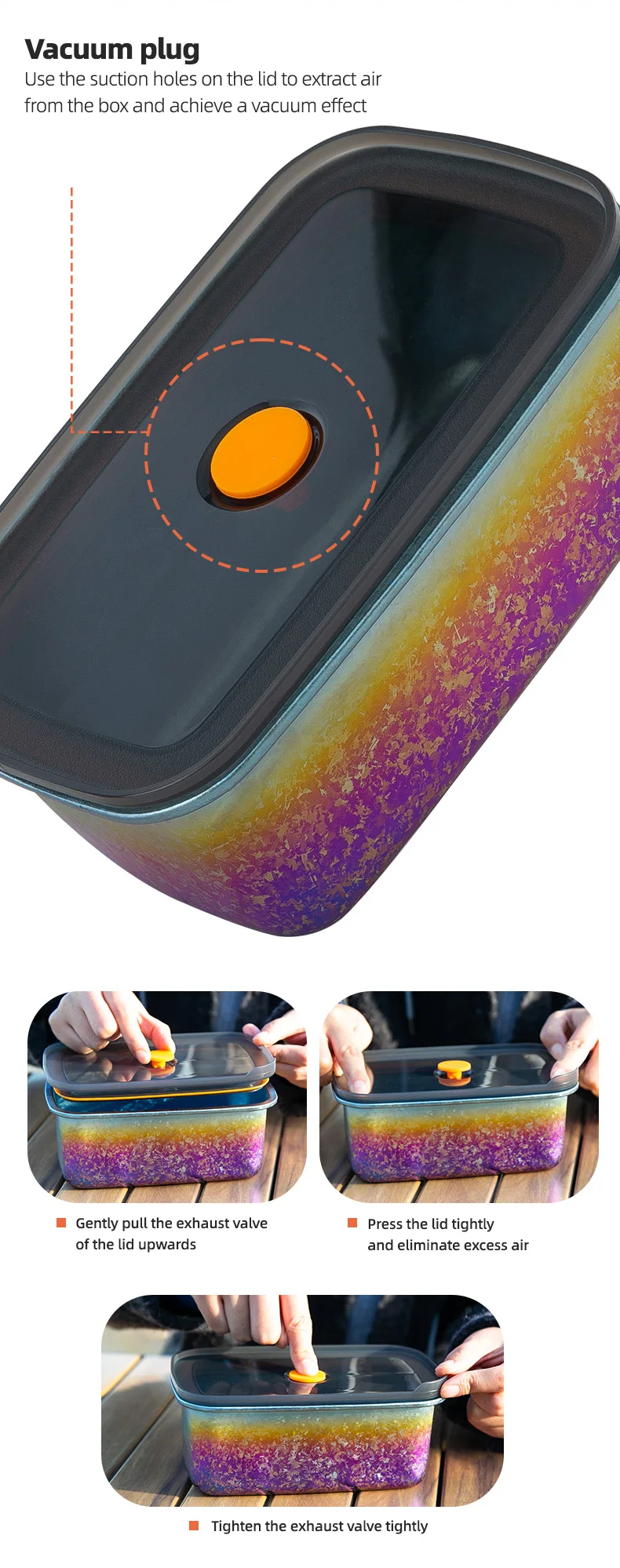 TiTo Titan Reintitan 1000ml Frischhaltebox Multifunktionale Lunchbox Tragbar für Haushalt und Outdoor – Detail 7