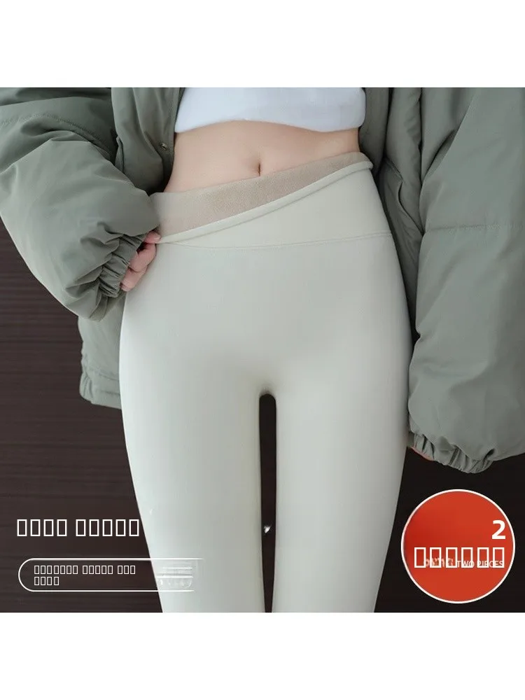 

Women's White arkskin Yoga Pants Fce Lined Thiened Fitn Tummy Control Boting Leggings Autumn Winter New Arrival