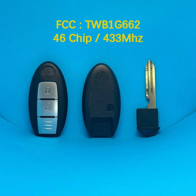 CN027035 Aftermarket 2-кнопочный дистанционный контрастный брелок 46 чипов 433 МГц FCC TWB1G662 для N-issan Juke Note Micra Cube