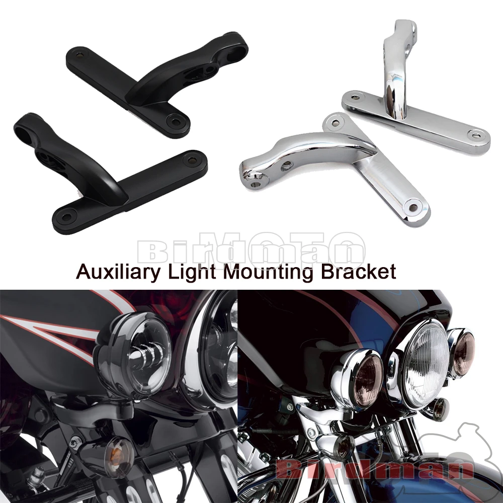 

Auxiliary Light Mounting Bracket Kit Turn Signal Lamp Holder Chrome For Harley Touring Road King Electra Glide FLHR FLHX 1994-up