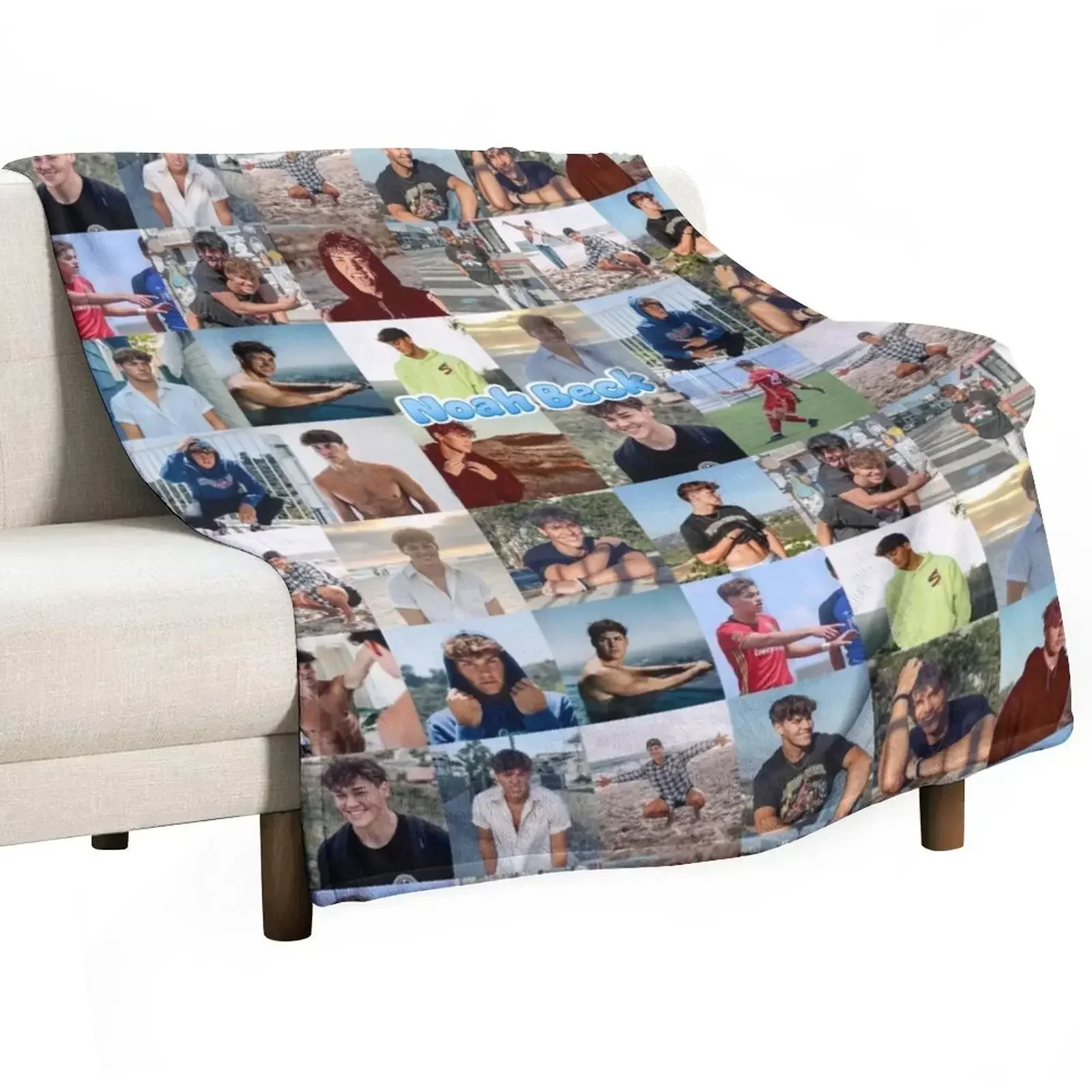 

New Noah Beck Collage Throw Blanket Plush Summer Beddings Furry Loose Blankets