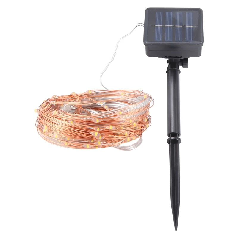 أضواء سلسلة الطاقة الشمسية AA46، 10M 100LED أضواء سلسلة خارجية، أضواء سلسلة زخرفية مقاومة للماء للفناء والحديقة والبوابة والساحة، P