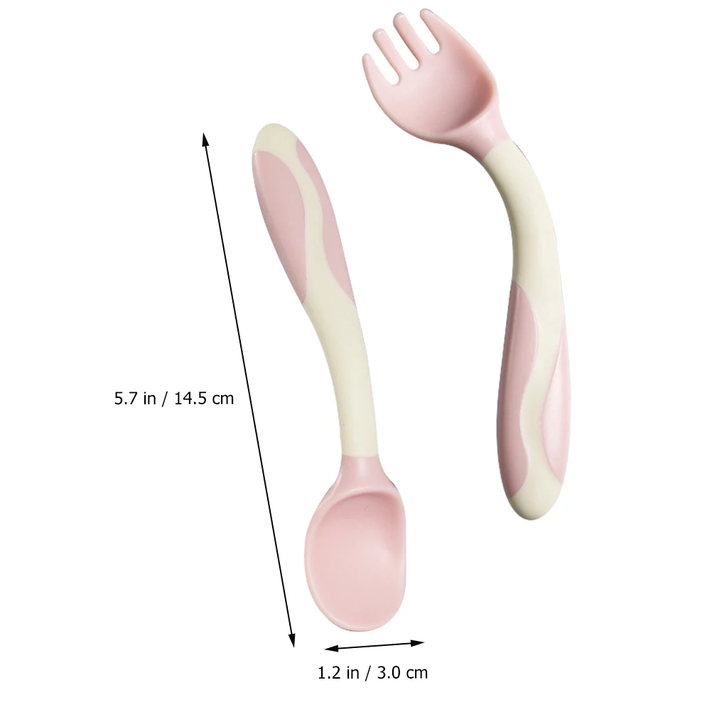 

2 Pcs Silicone Baby Spoon Fork Set Soft Comfortable Feeding Utensils Training Tableware