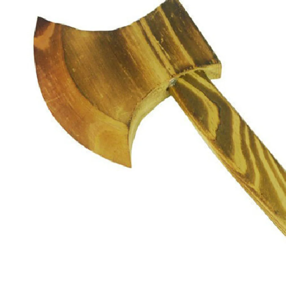 1 Stuks Houten Bijl Verkoolde Duurzaam Levensecht Gepolijst Veilig Hands-on Prop Halloween Kostuum Accessoire Decoratie Collectie