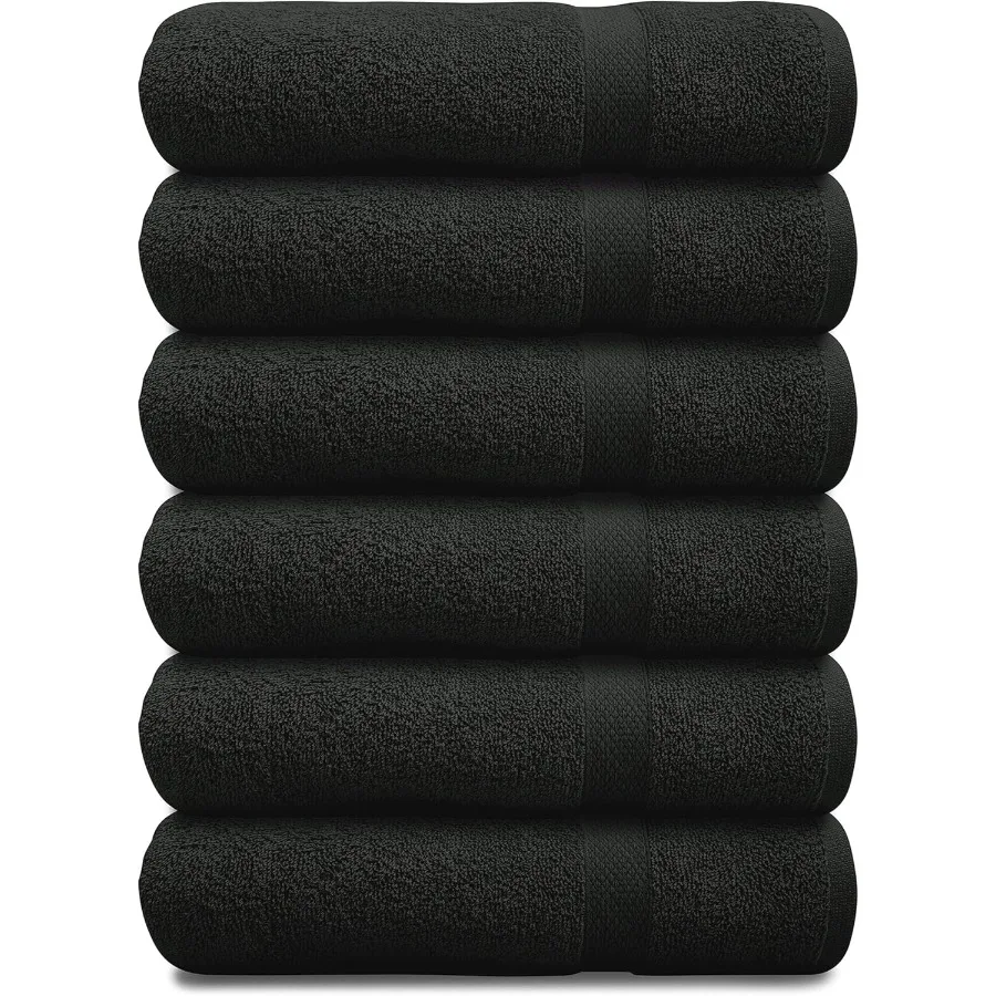 

100 хлопковых банных полотенец 24x48 дюймов, упаковка из 6 полотенец для ванной комнаты, тренажерного зала, спа, отеля, впитывающие, быстросохнущие, легкие, повседневные, незаменимые