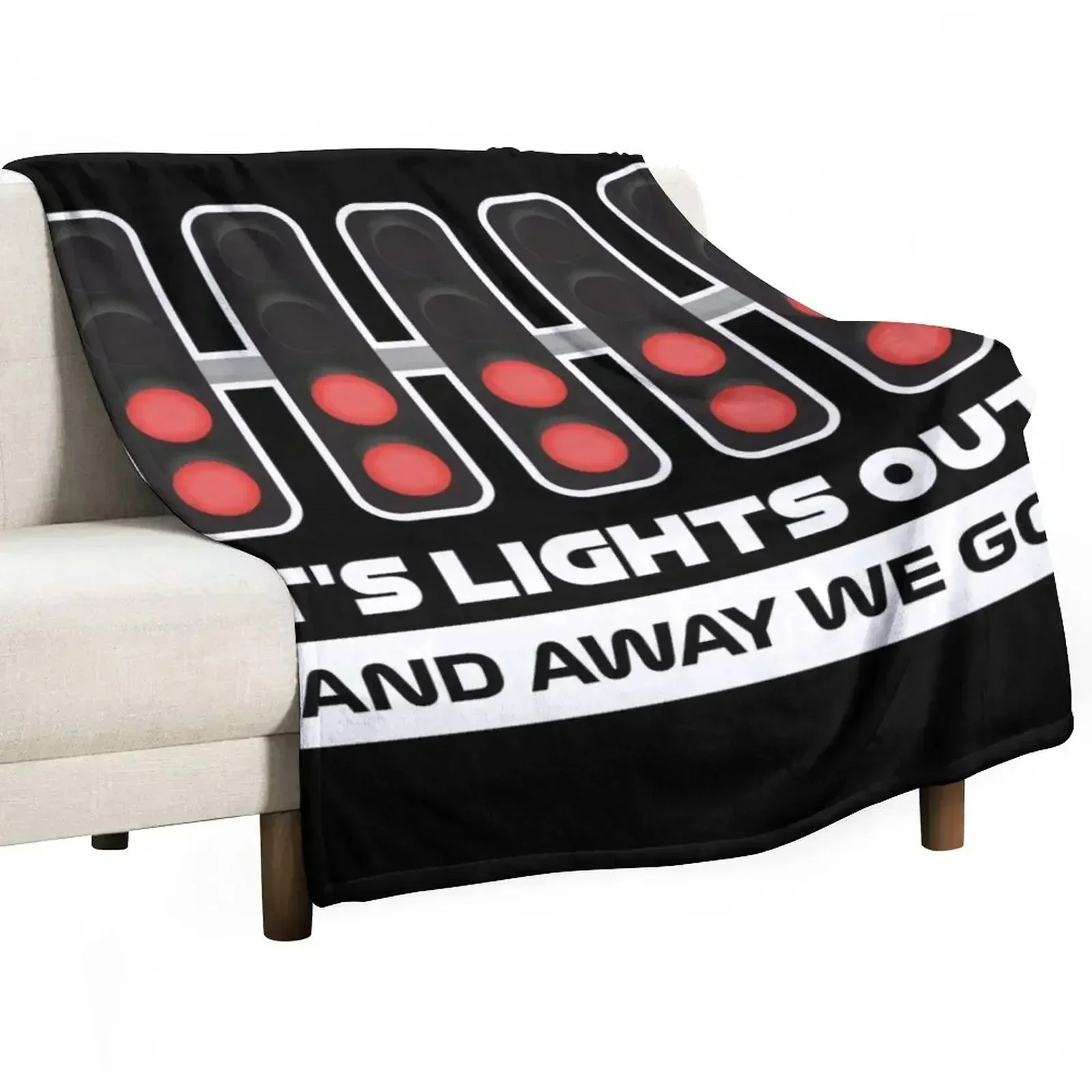 It's Lights Out and Away We Go! - Version 2 (White) Throw Blanket Moving Winter beds Blankets