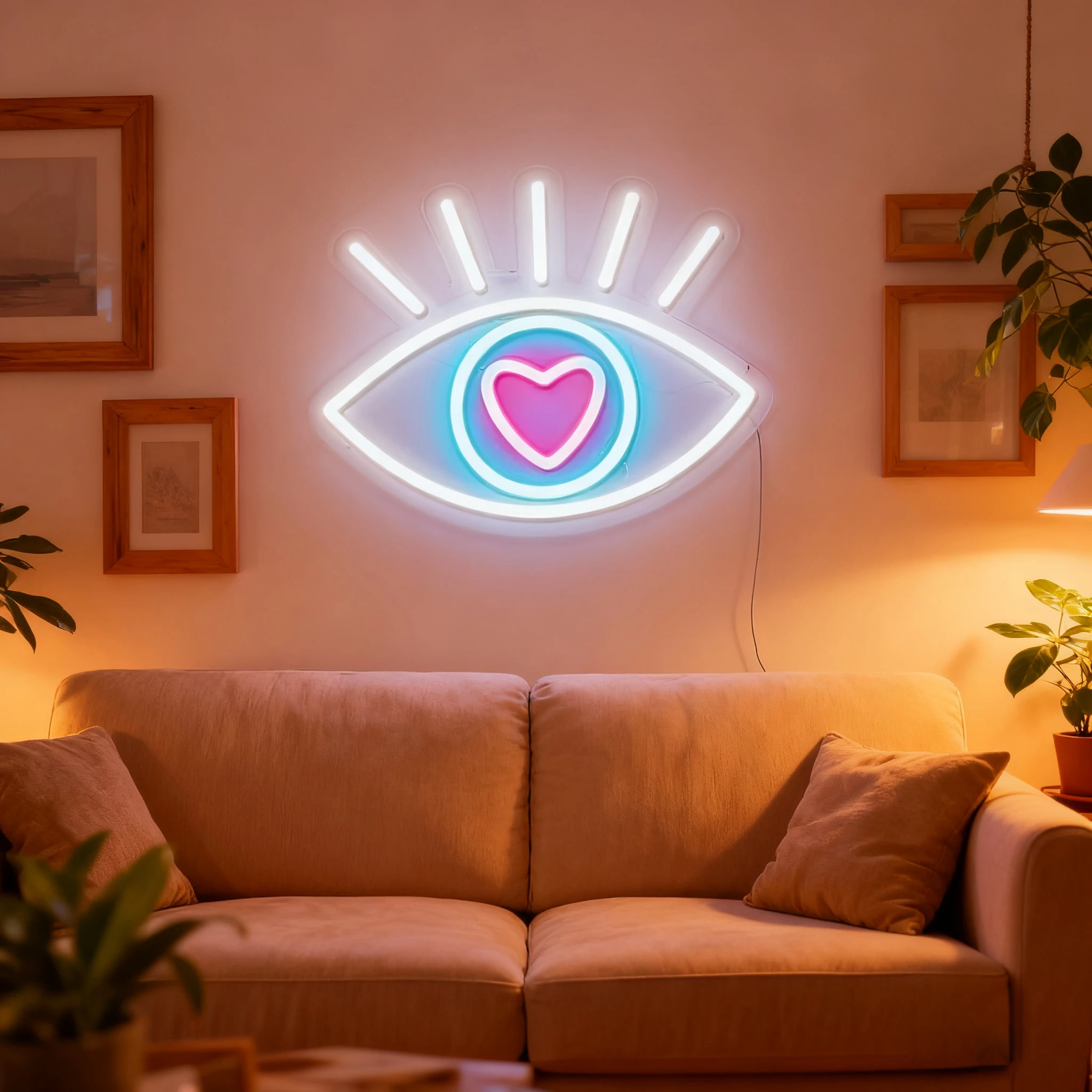 لافتة نيون على شكل قلب العين - ديكور حائط LED ملون لغرفة النوم والبار والاستوديو الفني | الضوء الروحي الذي يعمل بمنفذ USB | هدية فريدة من نوعها لبوهو #3