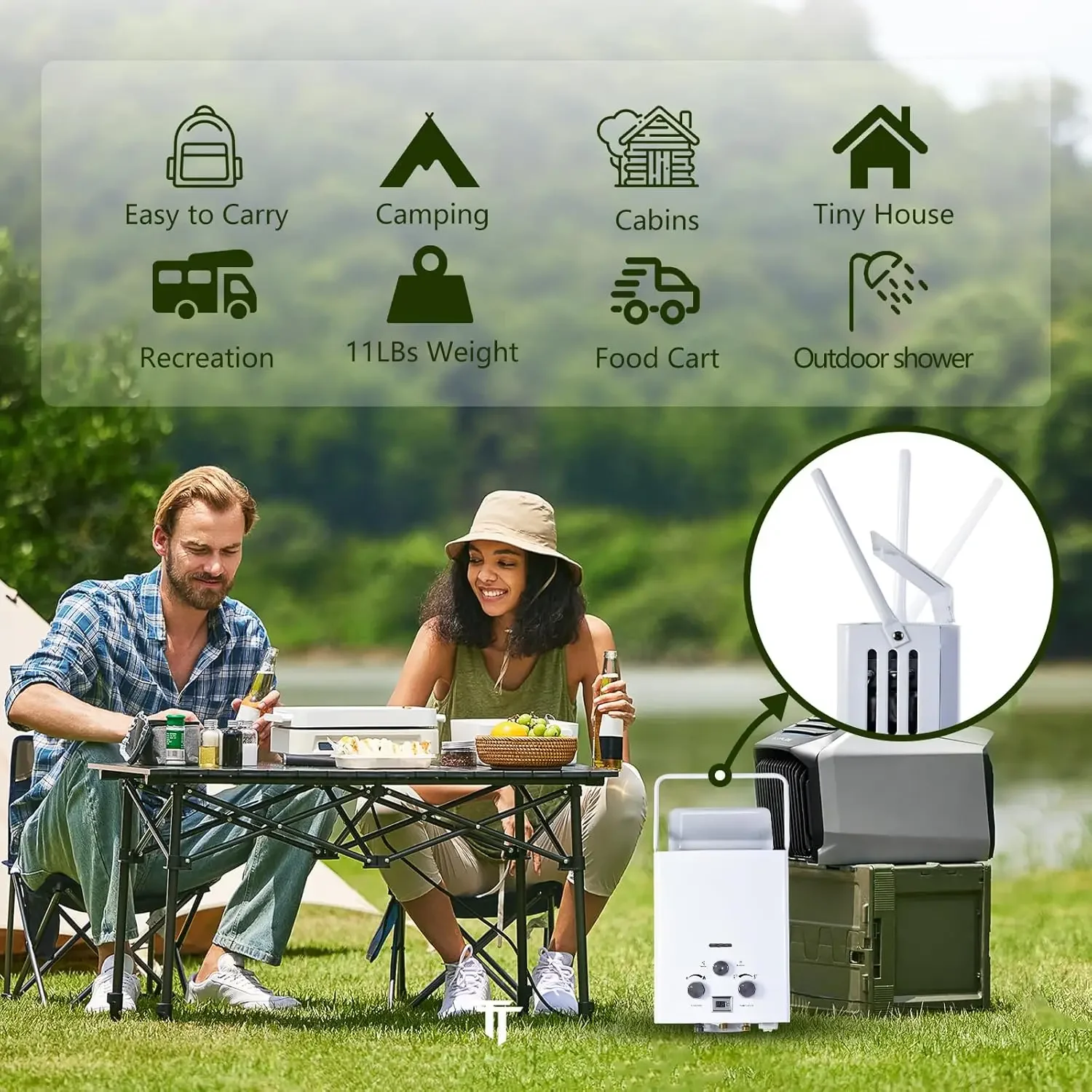 Water Heater Propane,12KW Gas Water Heater with Digital Display,8L Outdoor Portable Water Heater Electric,Overheating Protection