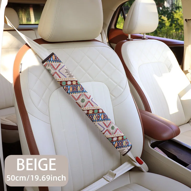 Bohemian-Stil Leinen-Autositzgurt-Schulterpolster, Erhältlich in 30cm oder 50cm, Geeignet für Alle Jahreszeiten, Einfach zu Installieren – Detail 7