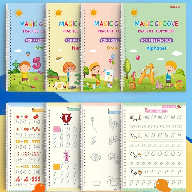 Cahier de pratique magique réutilisable pour enfants, cahier de pratique d'écriture imprimée pour enfants, cadeaux et jouets