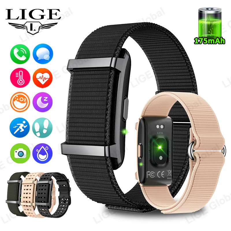 

LIGE No Screen Fitness Smart Bracelet Men Women Call Reminder Heart Rate Body Temperature Monitor Pedometer Sport Smartwatch New