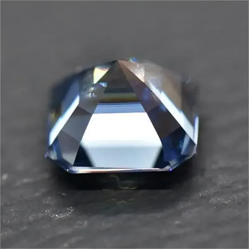 Moissanite Stone Sapphire Blue Color Asscher Cut Lab Grown Gemstone For Women Jewelry Pass Diamond Tester With GRA Certificate