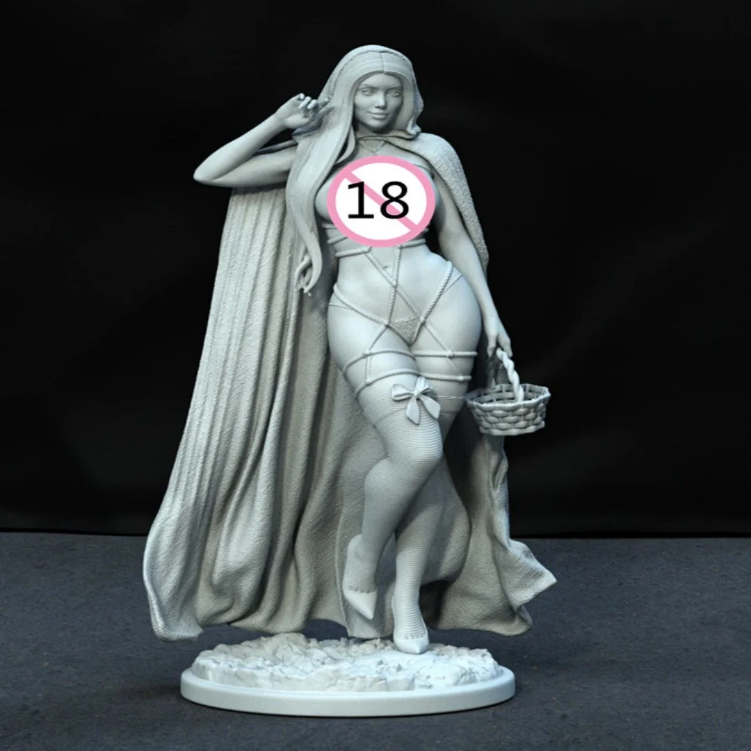 La fille portant un panier de fleurs et drapé dans une cape NSFW, Kit de figurines en résine, échelle 1/24, jouet 3D non peint et non assemblé