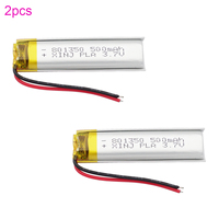 2Pcs 3.7V 500mAh Rechargeable Replacement Lipo Battery 801350 For GPS LED Player Watches Bluetooth Speaker DashCam Smart watch