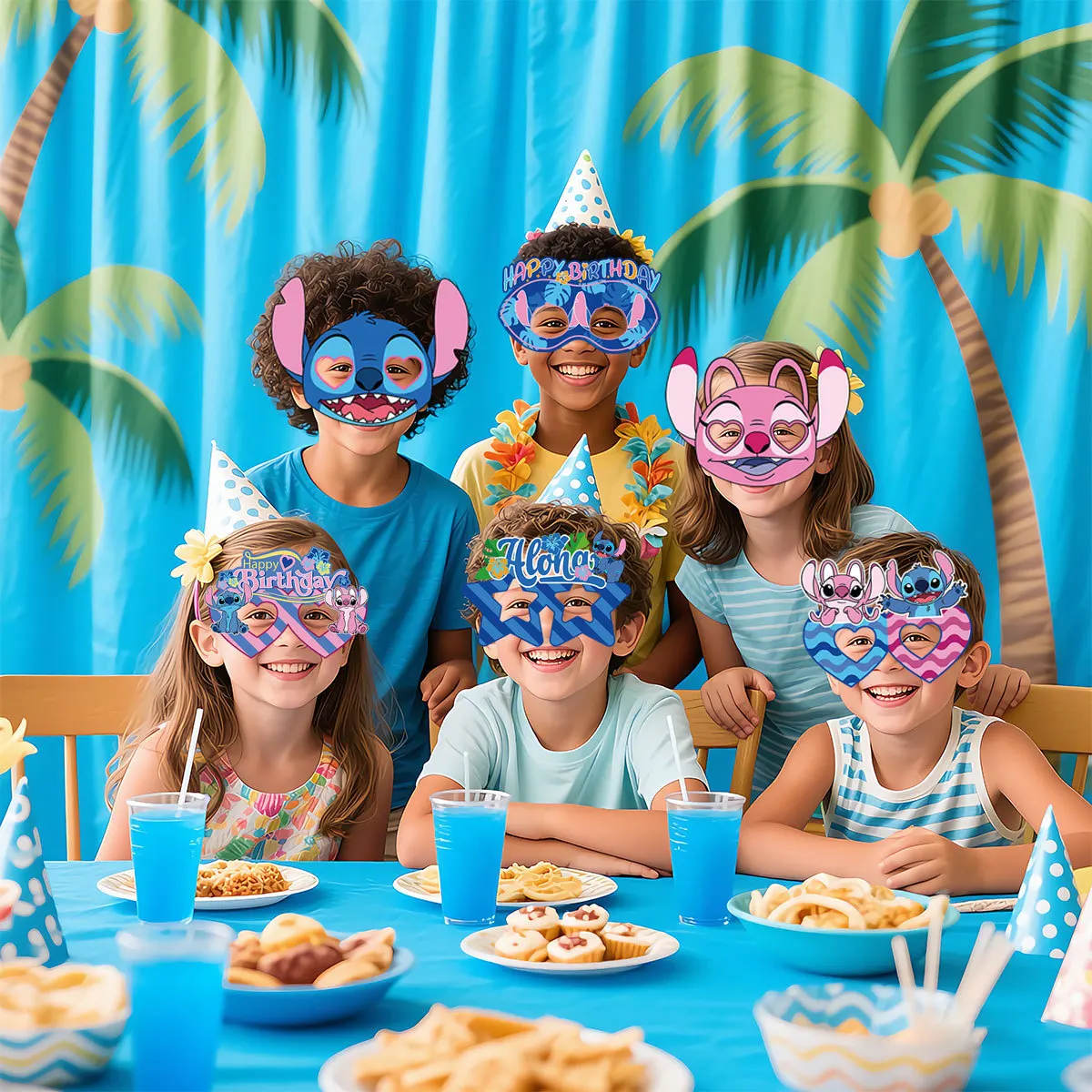 Stitch Party Papieren Bril Stitch Oogmasker Verjaardag Decoratie Stitch en Angel Feestartikelen Cosplay Maskers Feestartikelen Stitch