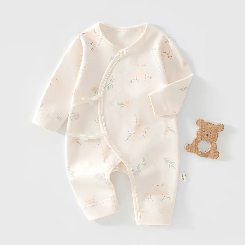 Spring Infant Baby Cartoon Long Sleeve Jumpsuit Comfort 0-6M Newborn Cotton Belly Protector Romper Baby Clothes