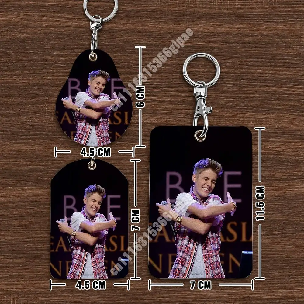 J-Justin B-Bieber SWAG Justice Changes Leather Keychain Card Holder for Airtag & ID Cards Business Bag Charm