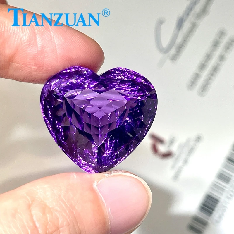 43.42ct Natural Amethyst Vivid Purple Color Heart Shape Brilliant Cut Loose Gem Stone with GRC Certificate