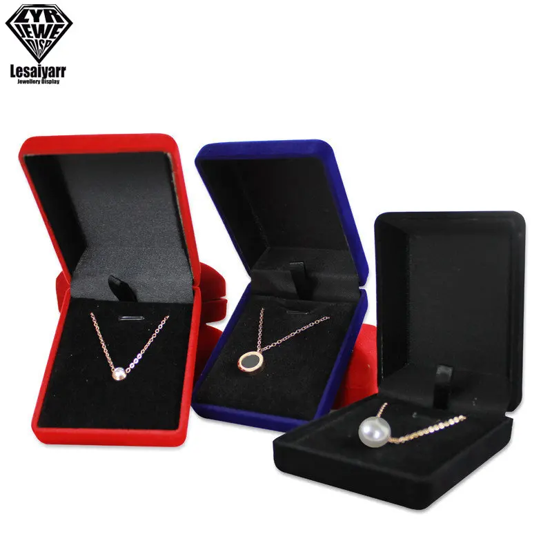 

Wholesale Pendant Necklace Chain Storage Package Gift Box Soft Black Blue/Red/Velvet Casket Long Earrings Jewelry Organizer Box