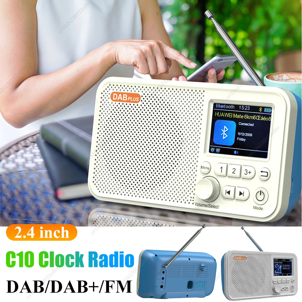 

Портативный DAB/DAB+/FM-радио Bluetooth 5.0 C10 (ЕС/Австралия), TF-карта/AUX Play, 2,4-дюймовый цветной экран, слайд-шоу, 1800 мАч, долговечный аккумулятор