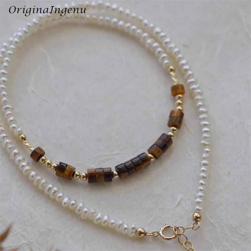 Tarnish Resistant 14K Gold Filled Natural Pearl Necklace Handmade Organic Crystal Pendants High Quality Jewelry for Women