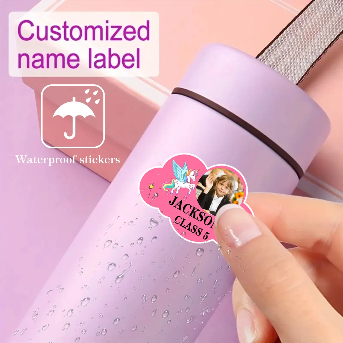 Customized children\'s photo name stickers, personalized cloud-shaped primary school kindergarten label stickers,waterproof ZP1