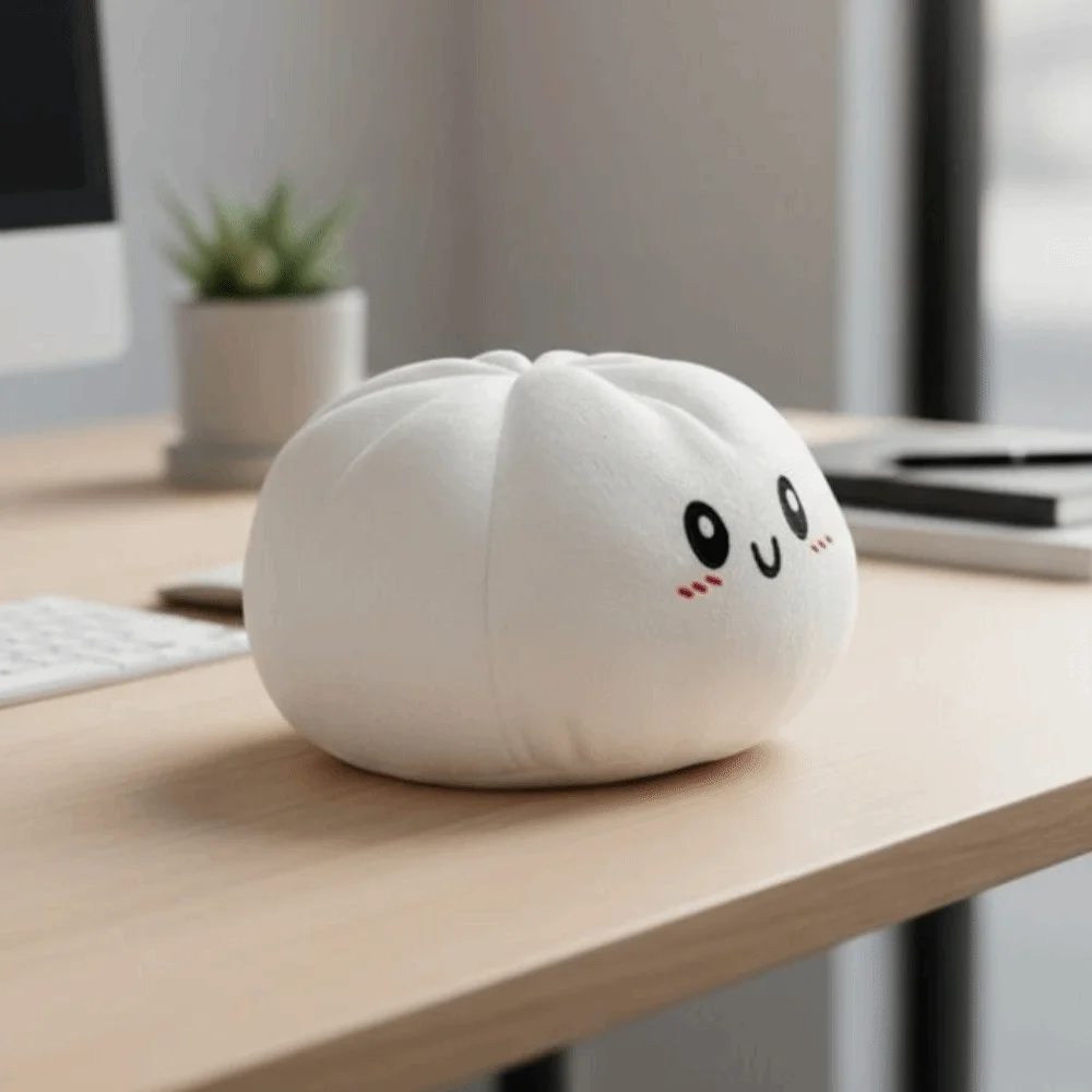 Cute Cartoon Steamed Buns Decorative Pillow Fleece Surface Soft Buns PP Cotton Filling Seat Cushion Bedroom