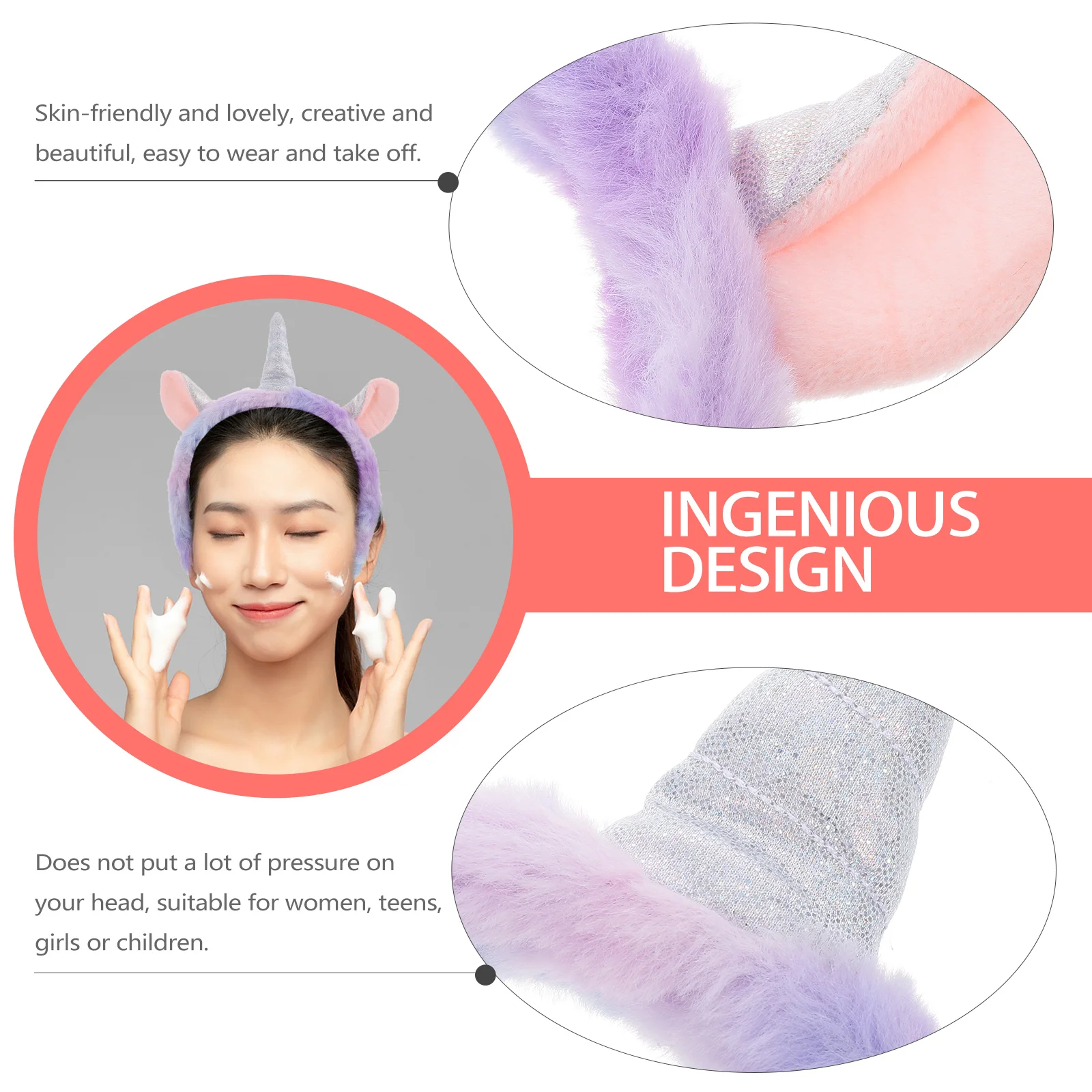 

2Pcs Unicorn Headband Soft Hairband Face Washing Makeup Use Party Decoration Unicorn Headband Lovely Hairband