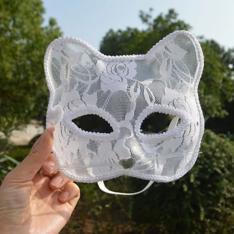 

Halloween Decoration Cosplay Stage Performance Props Lace Female Animal Cat Face Mask Masks