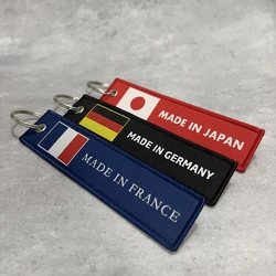 1Pc Sale Double Sided Embroidery Germany France Japan Flag Luggage Bag Tag KeyChain Motorcycle Key accessory