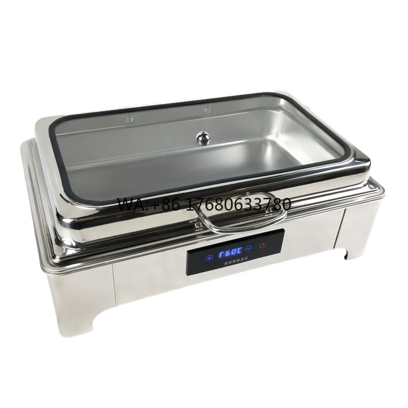 

Chafing Dish with 9L Capacity 440W Self-Serve Food Warmer for Catering Banquets Stainless Steel Rectangular Electric