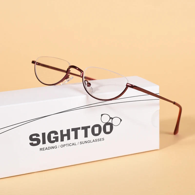 Reading Glasses Hlaf Frame Vintage Men's Presbyopic Eyeglasses Luxury Brand Round Reading Glasses Men Women