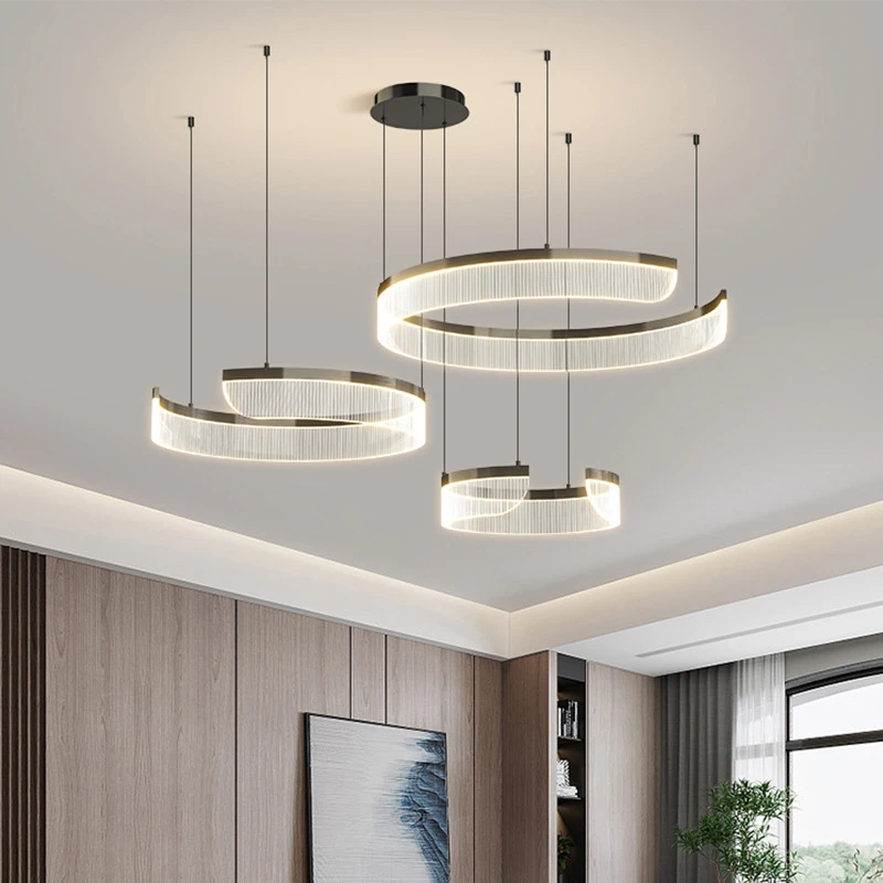 Modern LED Ceiling mounted Chandelier Nordic Minimalist Circular Shape Acrylic Lamp for Living Room Dining Room Bedroom Kitchen