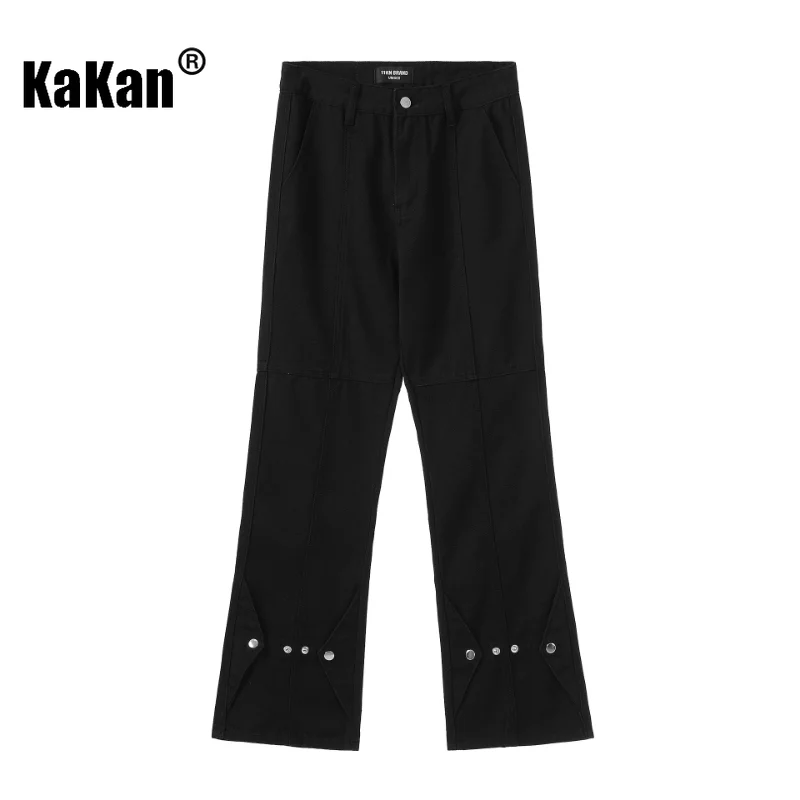 Kakan - European and American New Vintage Loose Fitting Jeans for Men, High Street Straight White Black Long Jeans K41-3136