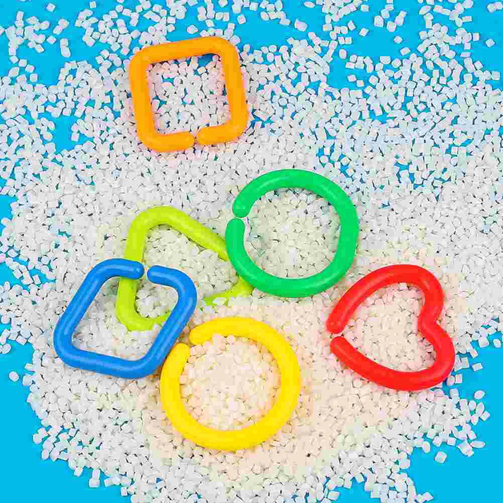 35 Pcs Chew Geometric Chain Buckle Child Travel Kids Toys Children Baby Link Rings 55x55cm or Pe Infant Sensory