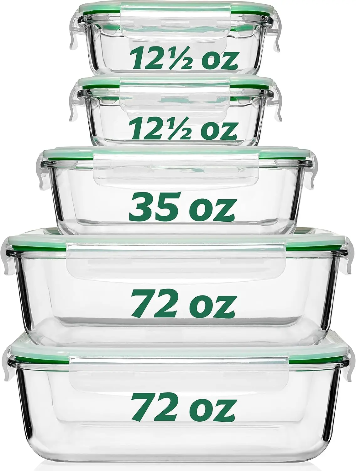 

Large Glass Food Storage Containers with Lids, Airtight, Leakproof, Microwave and Oven Safe Borosilicate Glass