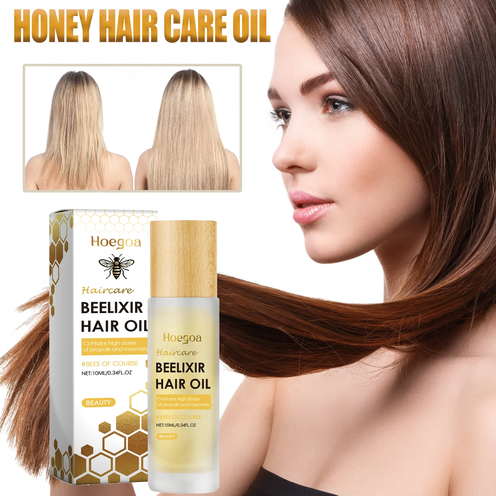 Mel alecrim óleo de cabelo 10ml couro cabeludo nutritivo reparação de cabelo seco fortalecer o cabelo reduzir quebrando brilho & suavidade extrato natural