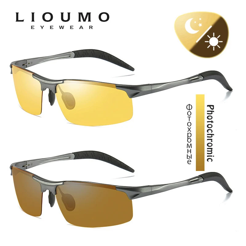 LIOUMO Top Aluminum Sunglasses Men Photochromic Polarized Day Night Vision Glasses For Driving Women Anti-Glare gafas de sol