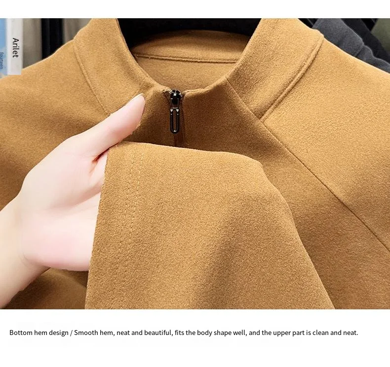 Hochwertiger Herren-Hoodie für den Herbst mit halbem Reißverschluss, aus deutschem Samtmaterial, bedrucktes Langarm-Oberteil, vielseitige Freizeitkleidung für Männer. – Detail 7