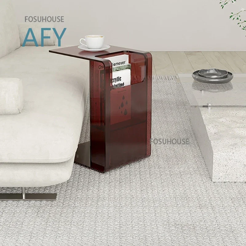Nordic Acrylic Side Table for Living Room Bedroom Bedside Cabinet Household Rack Creative Designer Sofa Side Tables Modern
