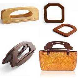 2PCS 4 styles Wallet Handbag Knitted Bag DIY Wooden Handle Smooth Thornless Beach Bag Straw Bag Decorative Handle