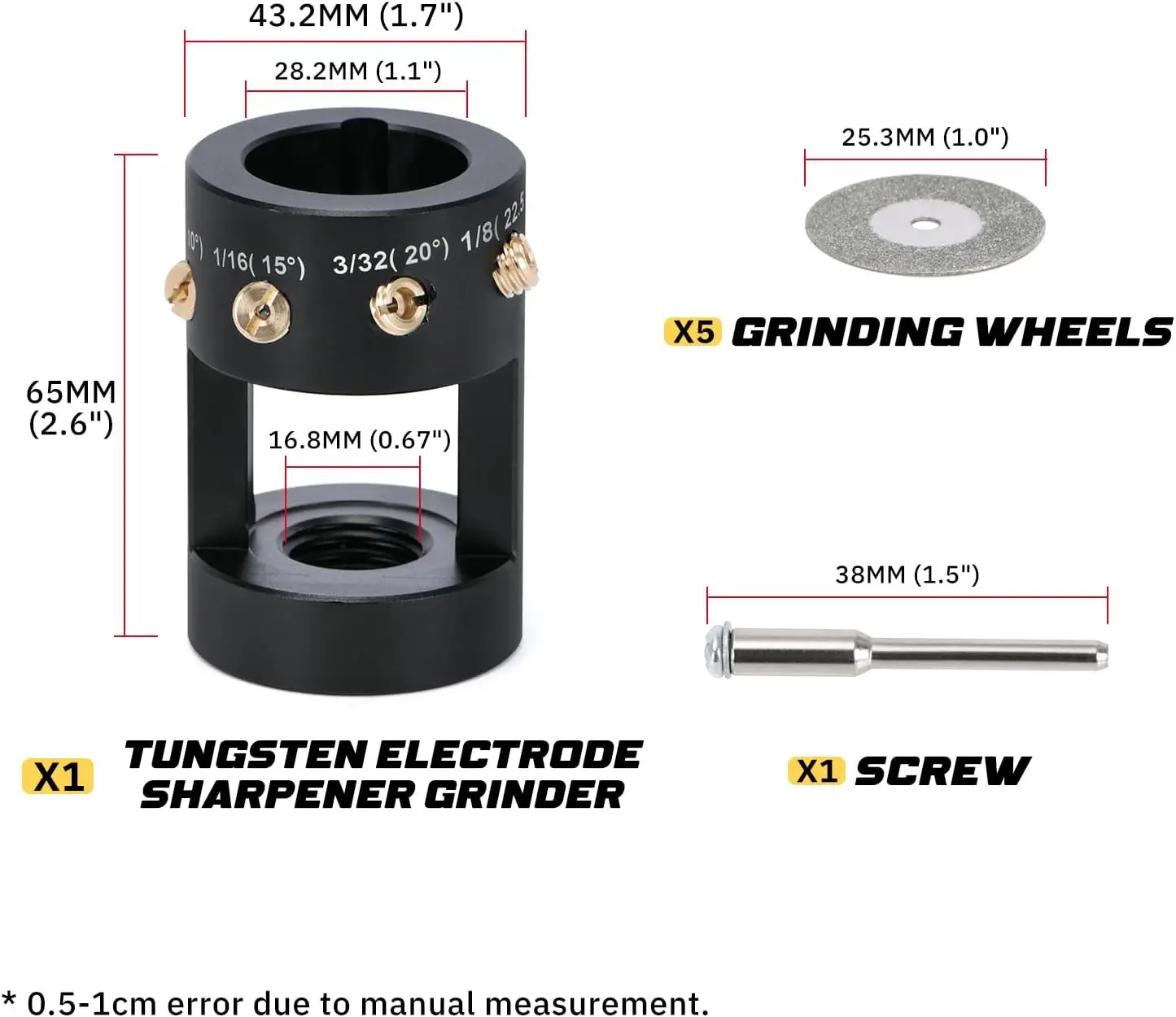 Aluminum Tungsten Electrode Sharpener Grinder TIG Welding Tool With 4 Cut-Off Slot Multi-Angle & Offsets Electrode Grinde Tools