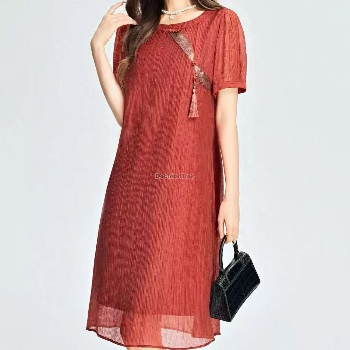 New Chinese-style National Women Qipao Fashion Retro Patchwork Cheongsam Dress Daily Buckle Loose A-line Dress