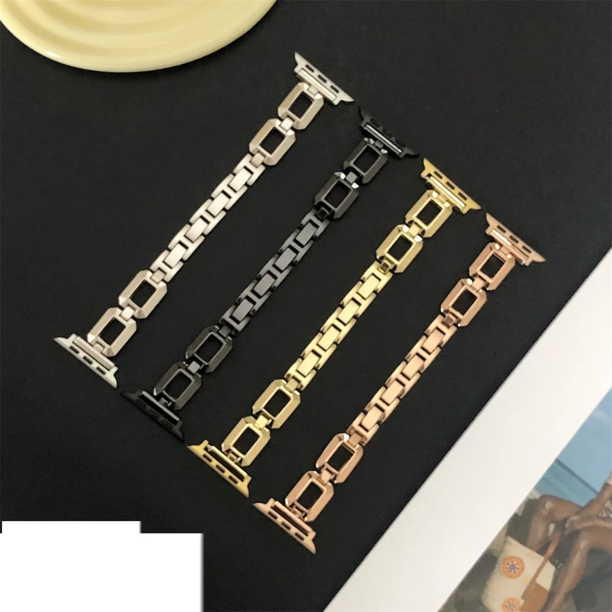 Pulseira de relógio para iWatch 42/44/45/46/49mm 38/40/41mm Metal Moda Pulseira de relógio para Watch Series Ultra2 Series 10/9/8/7/6/5/4/3/2/1_voghion.com