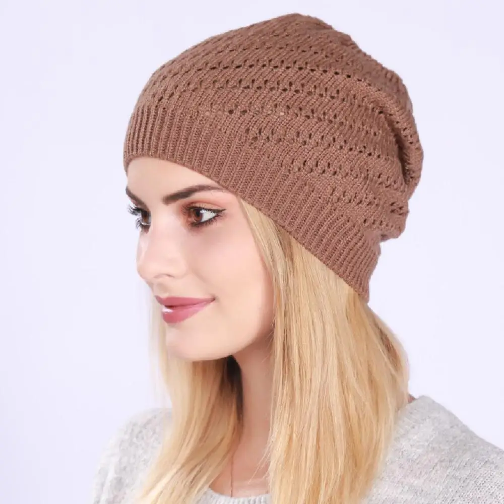 Winter Autumn Casual Fashion Soft Women Hollow Out Beanies Hat Knitted Hats Skullies Cap New Design