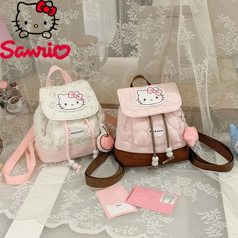 

Hello Kitty 2026 New Women's Backpack Fashion High Quality Women's Backpack Cartoon Versatile Girl Drawstring Storage Backpack
