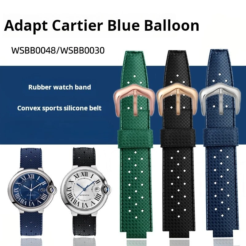 For Cartier blue balloon soft rubber watchband Men women For Black Warrior Blue balloon convex sports silicone watch strap 20mm